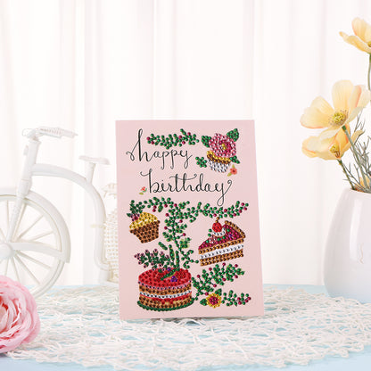 Special Shaped 5D Diamond Painting Happy Birthday Cards DIY Postcards Set