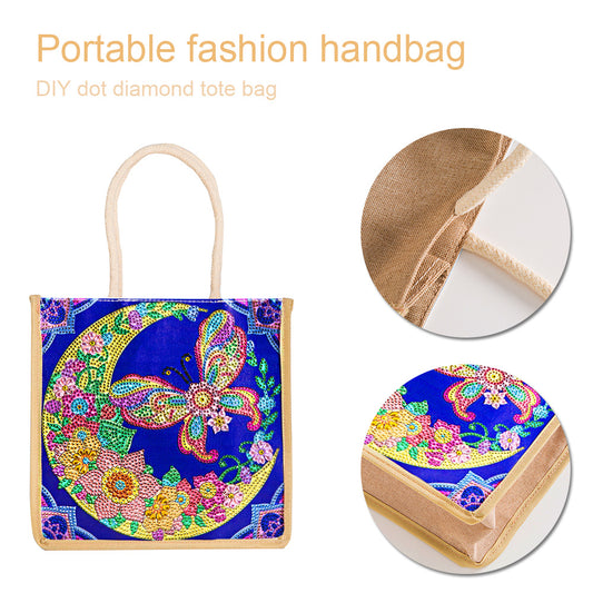 5D Diamond Painting Linen Bags DIY Drill Handbag Reusable Eco Shopping Tote