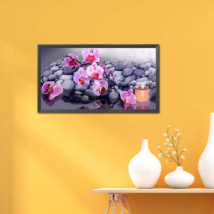 Pink Flowers - Full Round Drill Diamond Painting 60*30CM