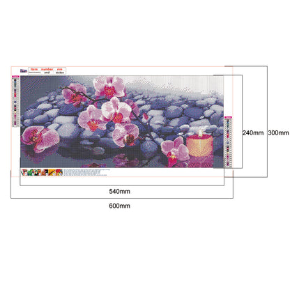 Pink Flowers - Full Round Drill Diamond Painting 60*30CM