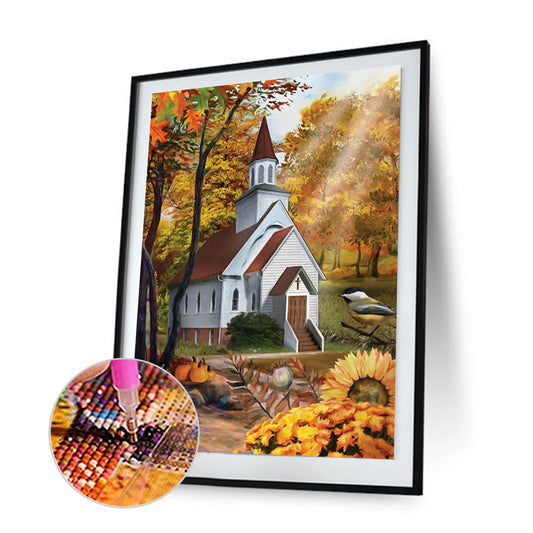 Church Scenery - Full Round Drill Diamond Painting 30*40CM