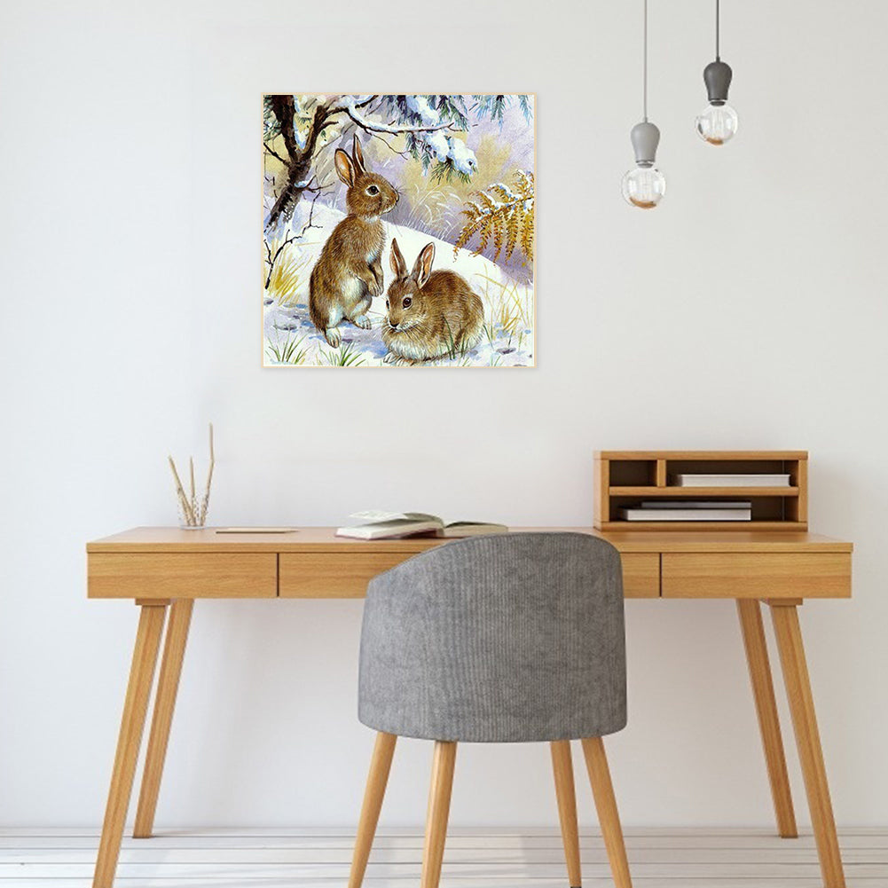 Snow Bunny - Full Round Drill Diamond Painting 30*30CM