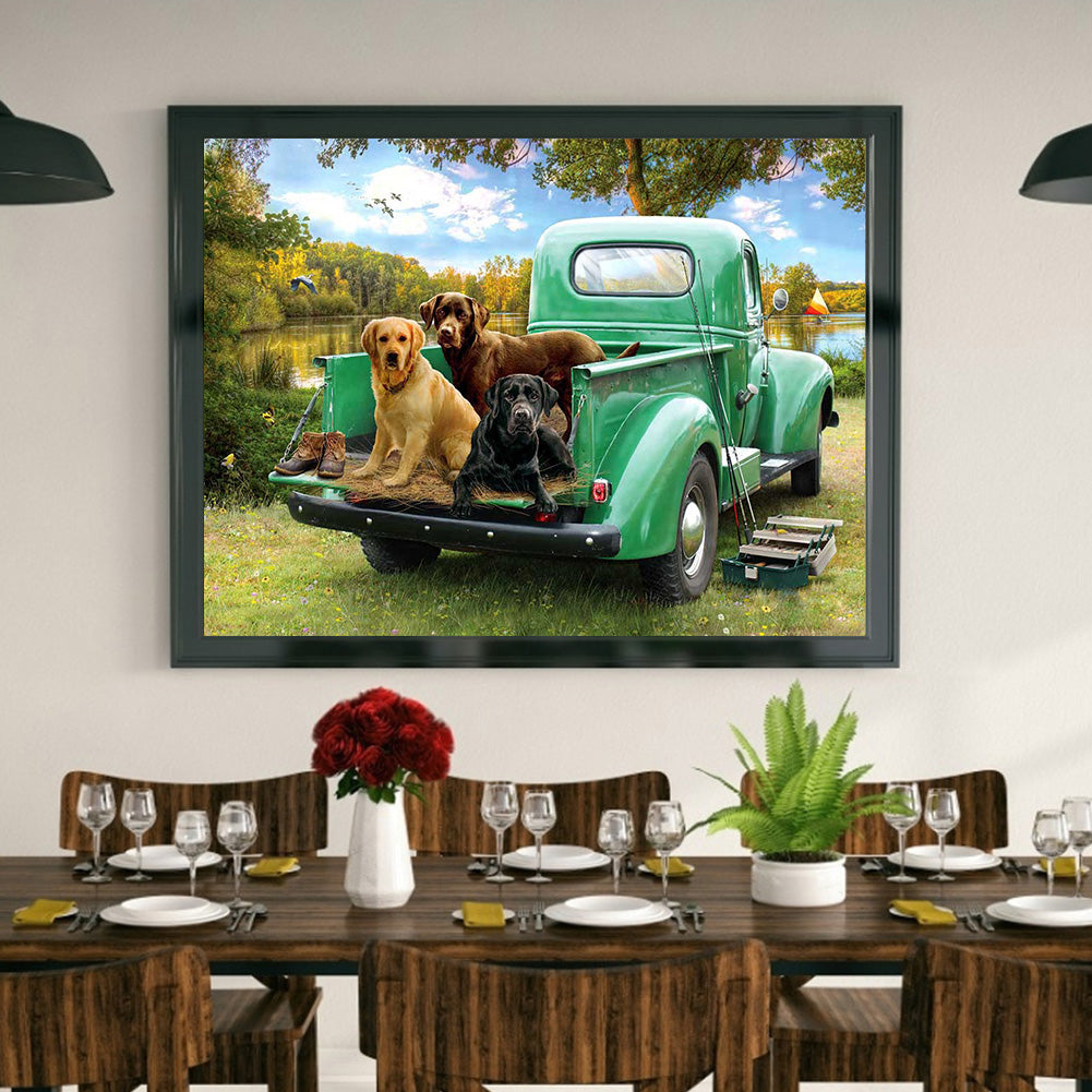 Village Car - Full Round Drill Diamond Painting 40*30CM