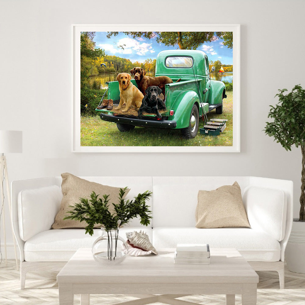 Village Car - Full Round Drill Diamond Painting 40*30CM