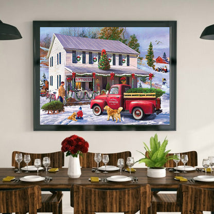 Village Car - Full Round Drill Diamond Painting 40*30CM