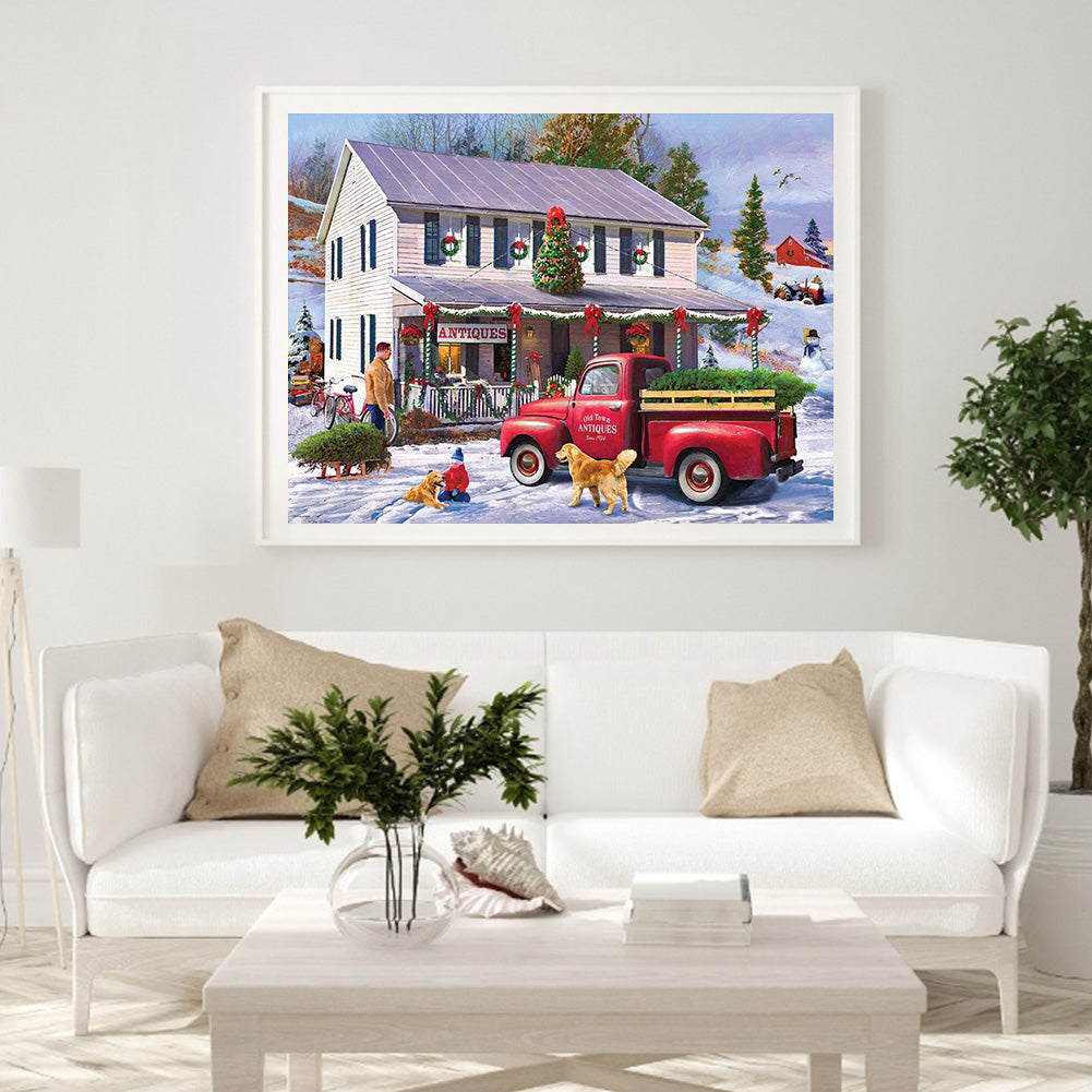 Village Car - Full Round Drill Diamond Painting 40*30CM
