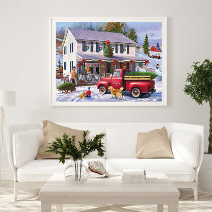 Village Car - Full Round Drill Diamond Painting 40*30CM