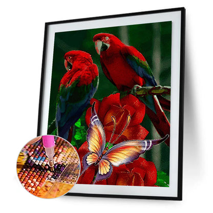 Parrot Rose - Full Round Drill Diamond Painting 30*40CM