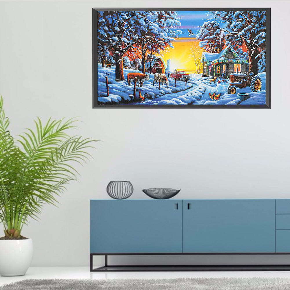 Snow Village - Full Round Drill Diamond Painting 80*40CM
