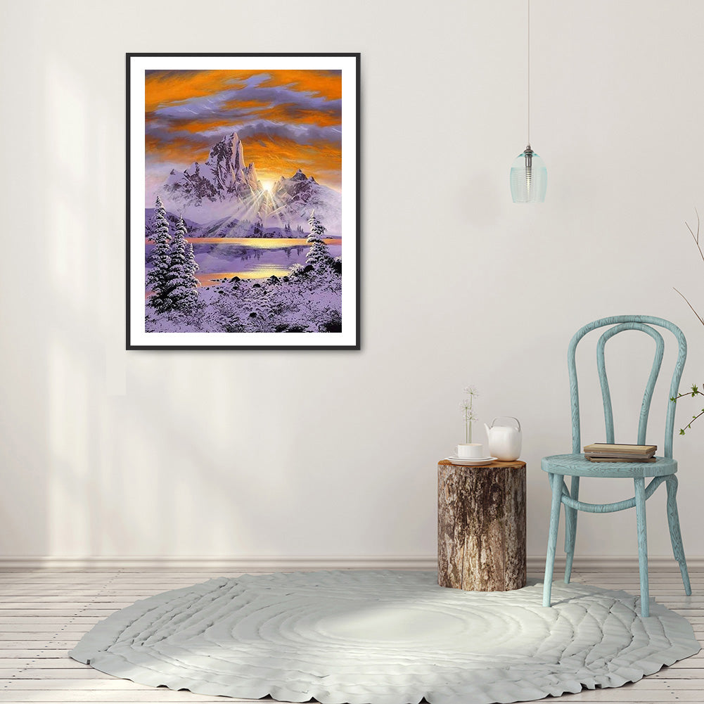 Sunrise Mountain - Full Round Drill Diamond Painting 30*40CM