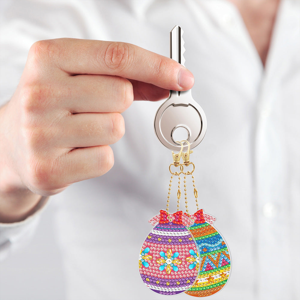 5pcs Diamond Painting DIY Full Special Shaped Drill Easter Keychains Kit