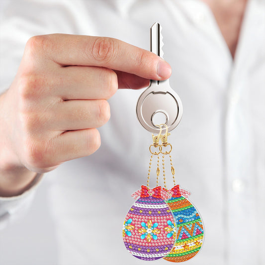 5pcs Diamond Painting DIY Full Special Shaped Drill Easter Keychains Kit