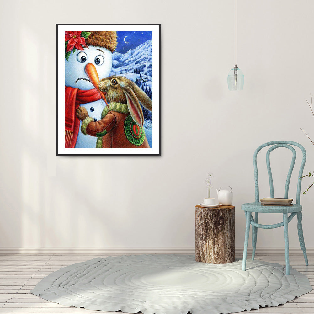 Rabbit Snowman - Full Round Drill Diamond Painting 30*40CM