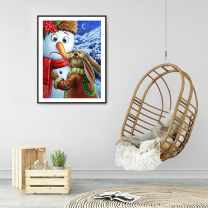 Rabbit Snowman - Full Round Drill Diamond Painting 30*40CM