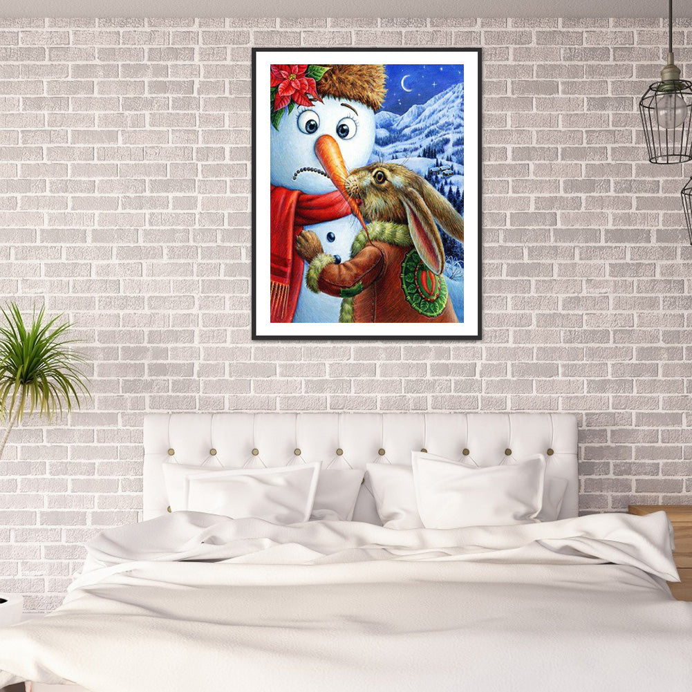 Rabbit Snowman - Full Round Drill Diamond Painting 30*40CM