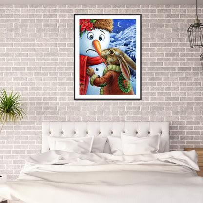 Rabbit Snowman - Full Round Drill Diamond Painting 30*40CM