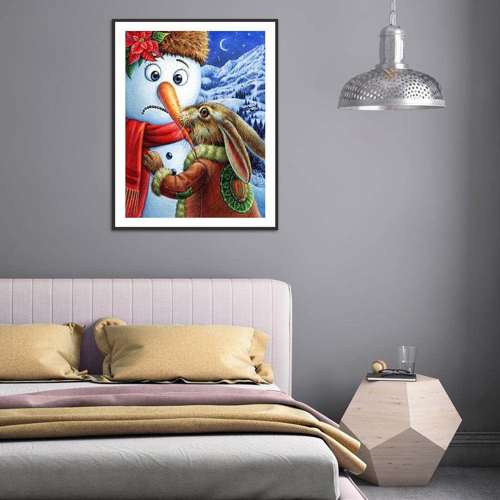 Rabbit Snowman - Full Round Drill Diamond Painting 30*40CM