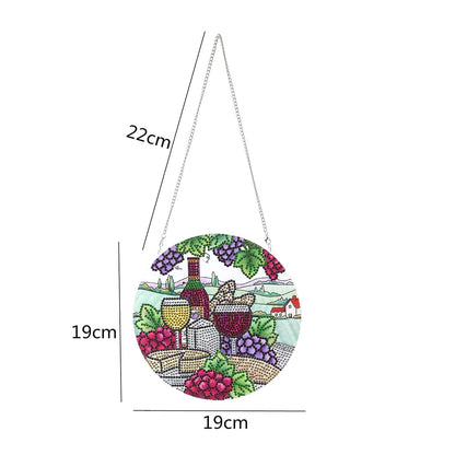 5D DIY Special Shaped Diamond Painting Pendant Kit Rhinestone Round Charm