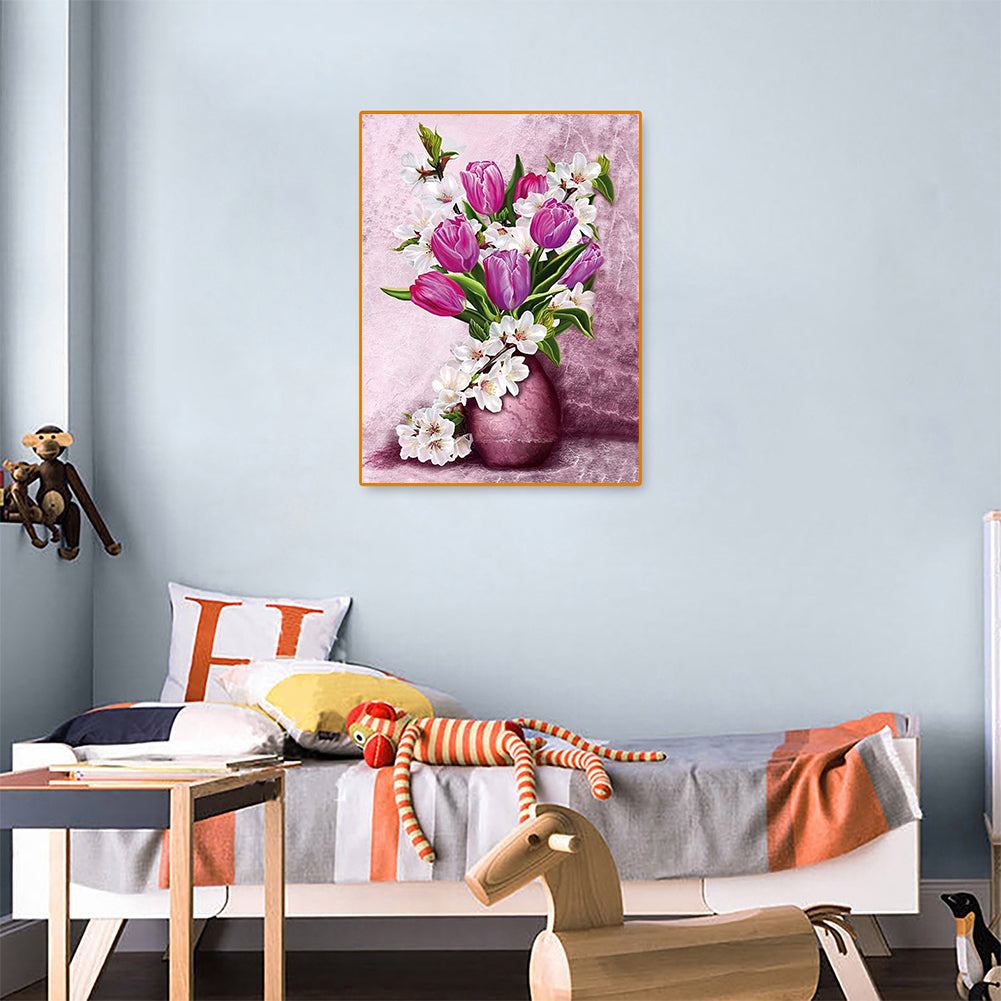 Tulip Flower - Full Round Drill Diamond Painting 30*40CM