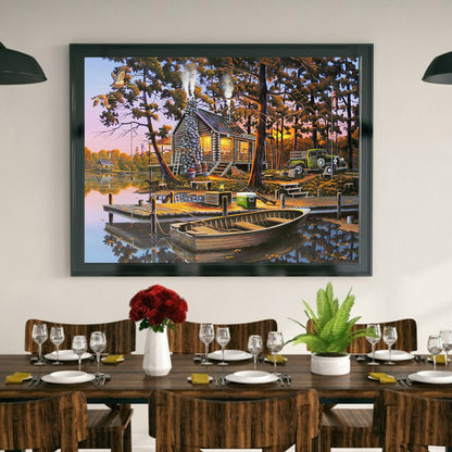 Lake Landscape - Full Round Drill Diamond Painting 40*30CM