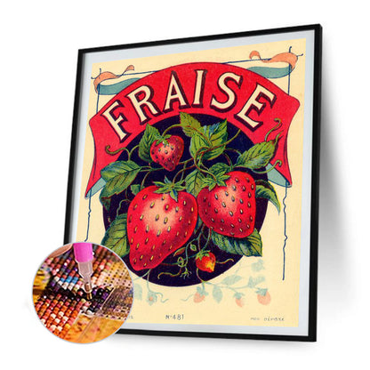 Retro Strawberry - Full Round Drill Diamond Painting 35*40CM