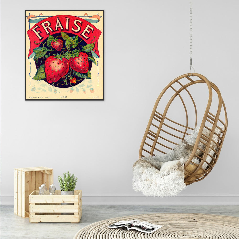 Retro Strawberry - Full Round Drill Diamond Painting 35*40CM