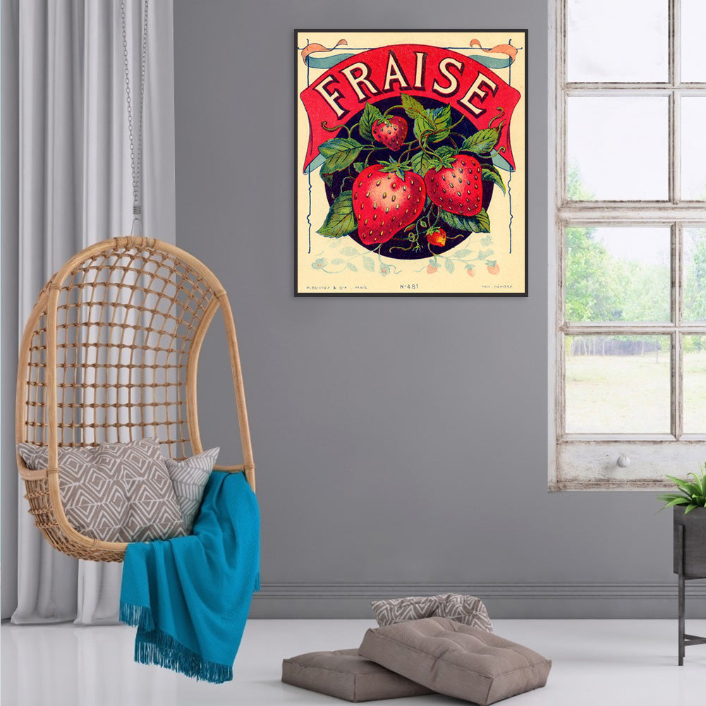 Retro Strawberry - Full Round Drill Diamond Painting 35*40CM