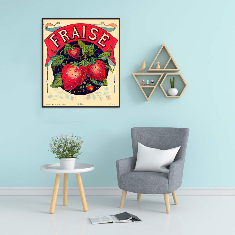 Retro Strawberry - Full Round Drill Diamond Painting 35*40CM