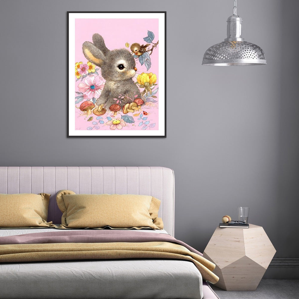 Flowering Bunny - Full Round Drill Diamond Painting 30*40CM