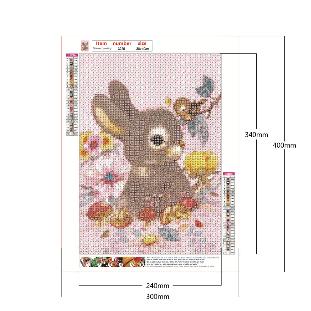 Flowering Bunny - Full Round Drill Diamond Painting 30*40CM