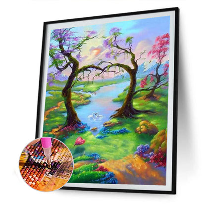 Forest Landscape - Full Round Drill Diamond Painting 30*40CM