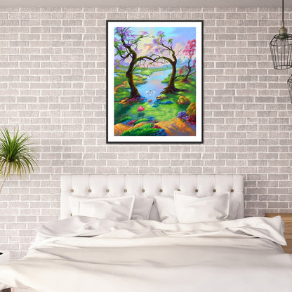 Forest Landscape - Full Round Drill Diamond Painting 30*40CM