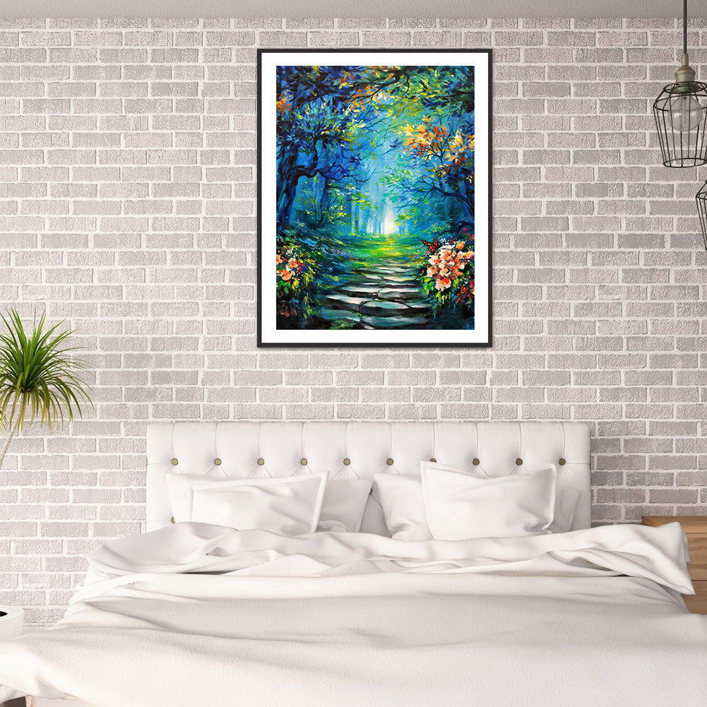 Forest Landscape - Full Round Drill Diamond Painting 30*40CM