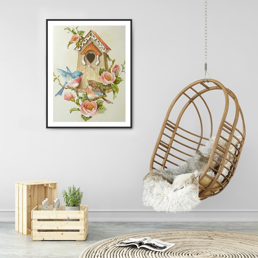 Bird Flower - Full Round Drill Diamond Painting 30*40CM