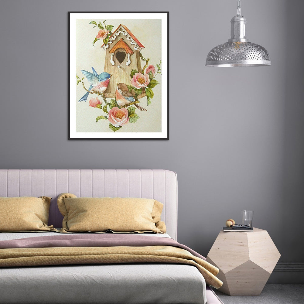 Bird Flower - Full Round Drill Diamond Painting 30*40CM