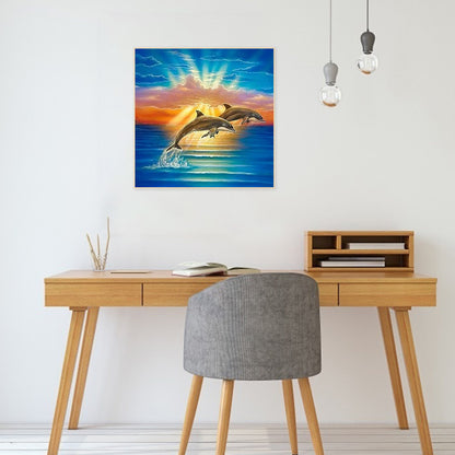 Jumping Dolphin - Full Round Drill Diamond Painting 30*30CM