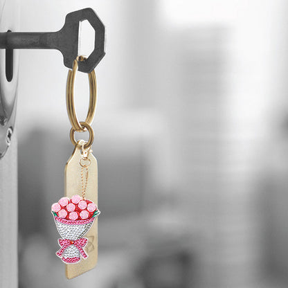 3/4/5pcs Mosaic Diamond Painting Keychain 5D DIY Rhinestone Keyring Pendant