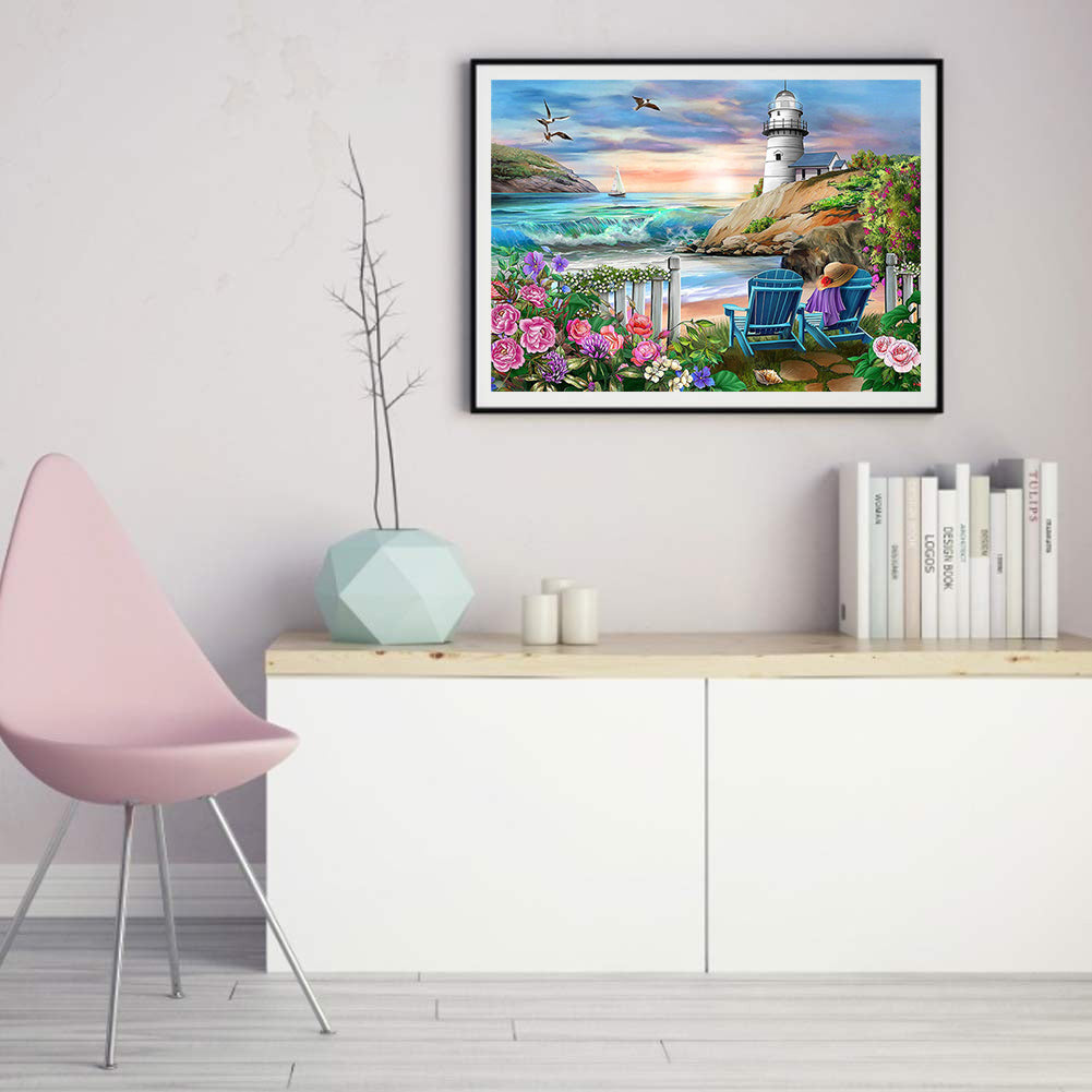 Seaside Scenery - Full Round Drill Diamond Painting 40*30CM
