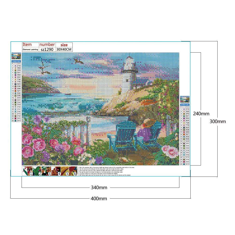 Seaside Scenery - Full Round Drill Diamond Painting 40*30CM