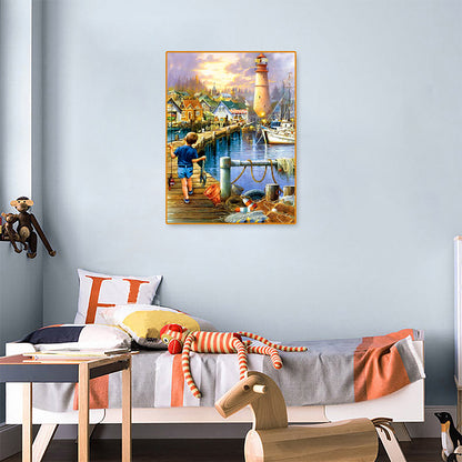 Fishing Children - Full Round Drill Diamond Painting 30*40CM