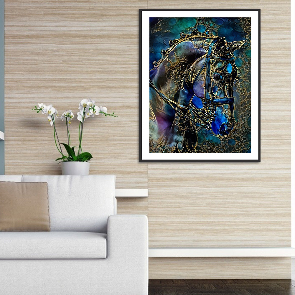 Blue Horse - Full Round Drill Diamond Painting 30*40CM