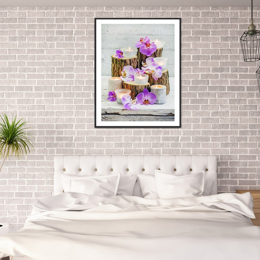 Phalaenopsis Candle - Full Round Drill Diamond Painting 30*40CM