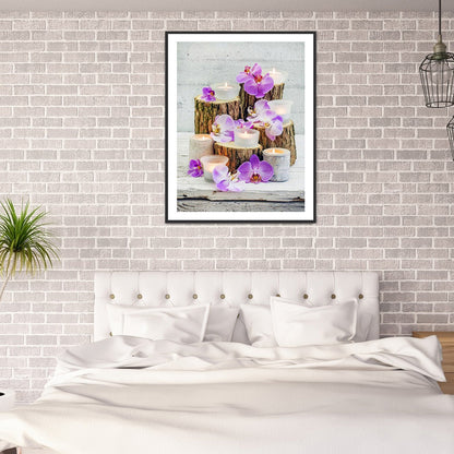 Phalaenopsis Candle - Full Round Drill Diamond Painting 30*40CM
