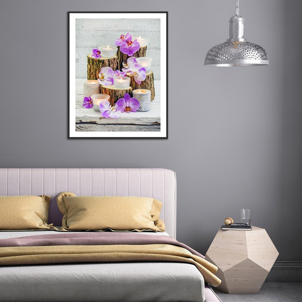 Phalaenopsis Candle - Full Round Drill Diamond Painting 30*40CM