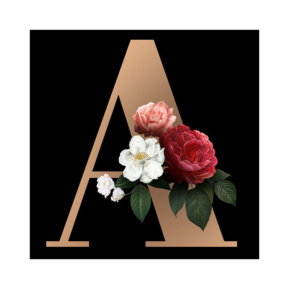 Flower Letter - Full Round Drill Diamond Painting 30*30CM