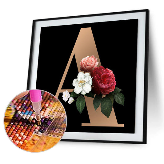Flower Letter - Full Round Drill Diamond Painting 30*30CM