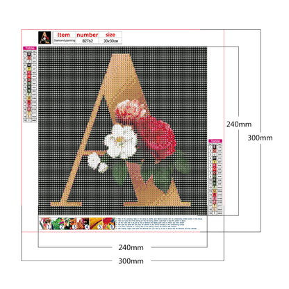 Flower Letter - Full Round Drill Diamond Painting 30*30CM
