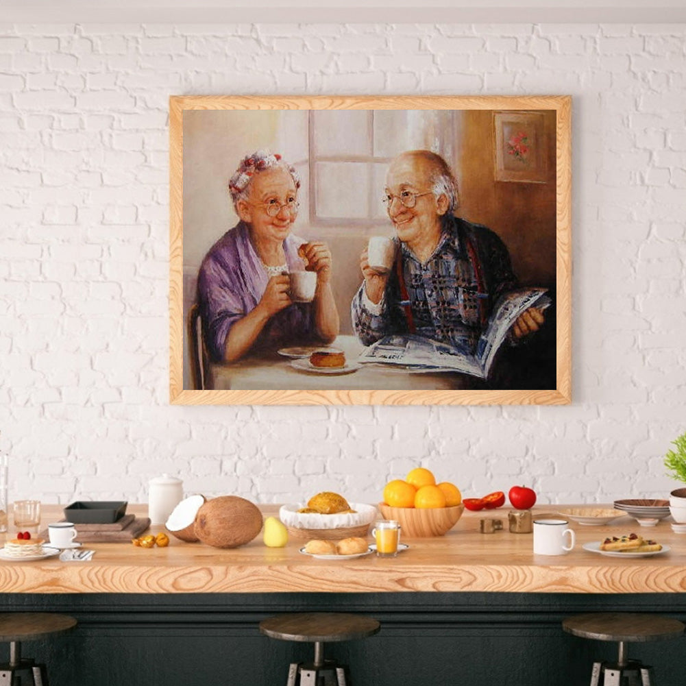 Old Couple - Full Round Drill Diamond Painting 40*30CM