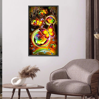 Rose Butterfly - Full Round Drill Diamond Painting 40*70CM