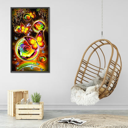 Rose Butterfly - Full Round Drill Diamond Painting 40*70CM